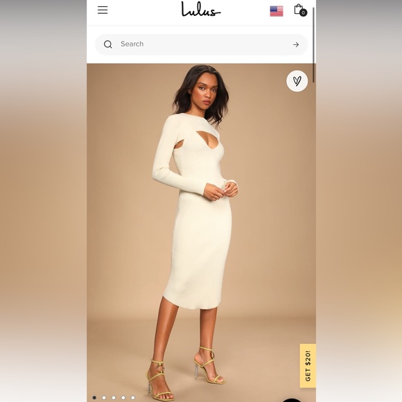 Lulus size Medium Two Piece Ivory Ribbed Sweater Midi Dress - Picture 1 of 7